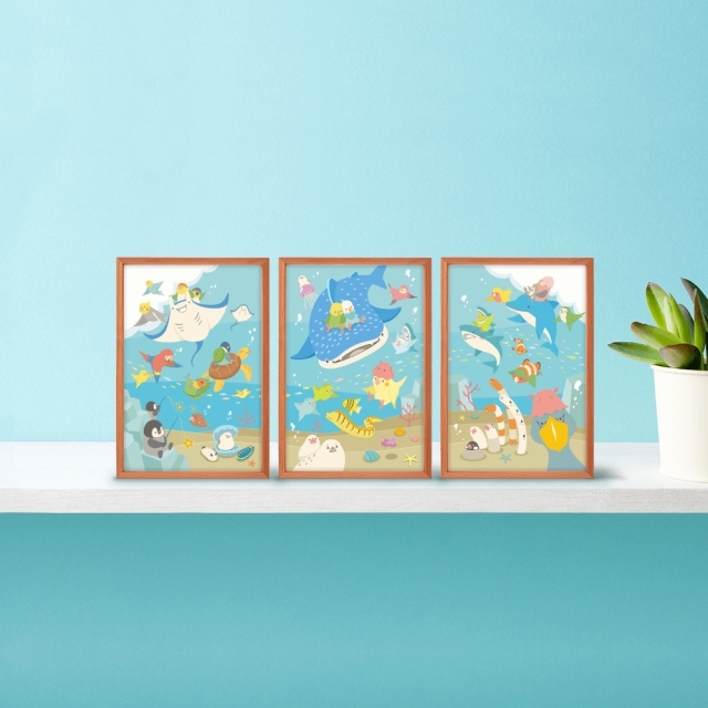 つながるポストカード 3枚セット（BIRDAQUARIUM）